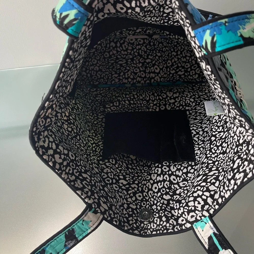 Vera Bradley Floral Quilted Tote Bag - Blue and Black